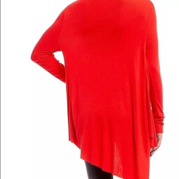 Free People Red Open V Front Turtle Neck Collar Shift Top - Picture 5 of 10